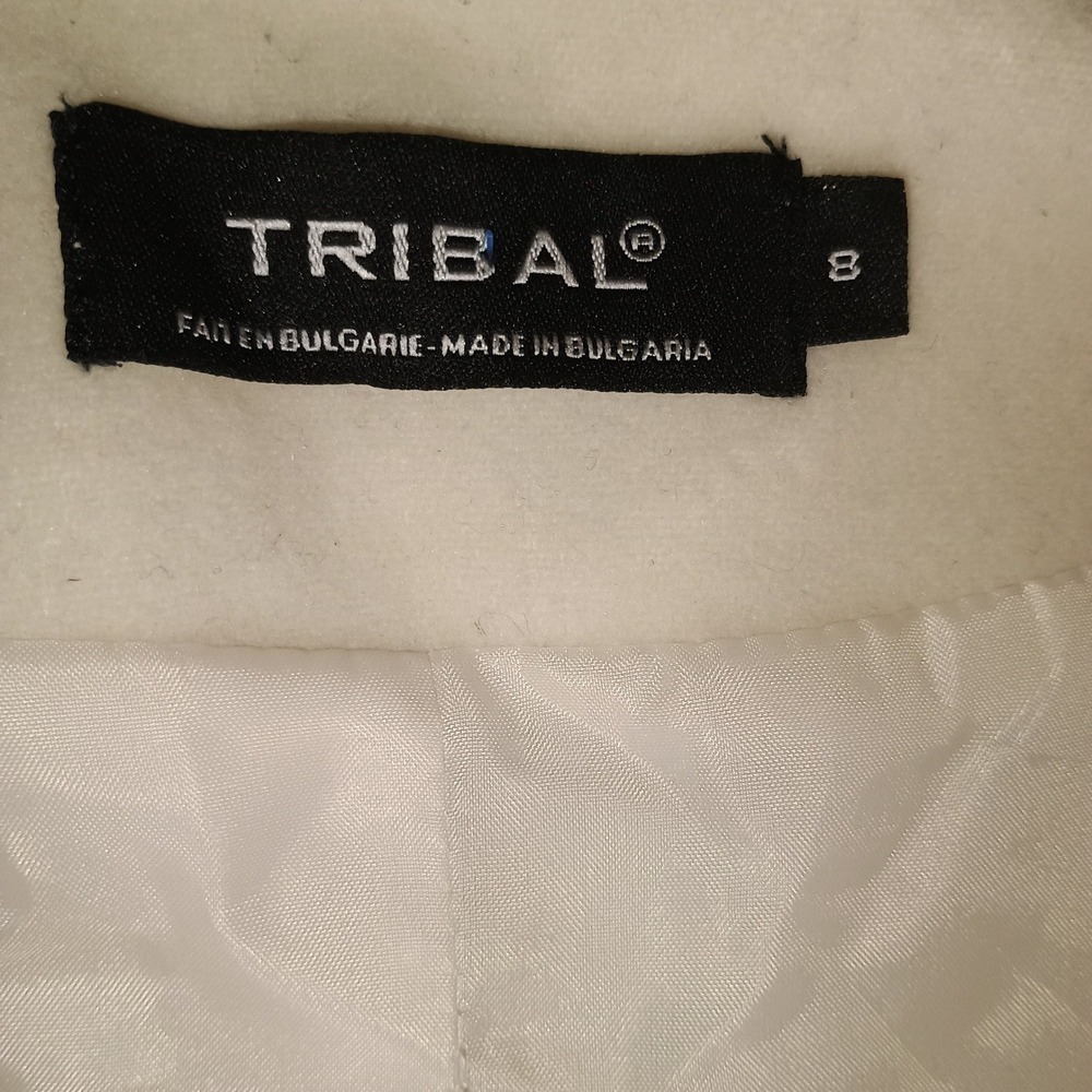 Vintage TRIBAL Wool Cashmere Blend Ivory/Cream‎ Zip Jacket Size 8 Lined Bulgaria - Picture 2 of 12